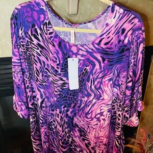 ✨NWT Dear Scarlett Pink and Purple Animal Print Bulgari Wrinkle-Free Tunic